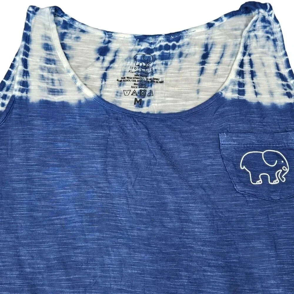 Ivory Ella Viscose Tank Top Blue Tie Dye Size‎ Medium